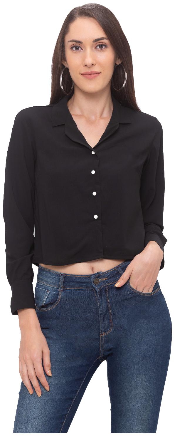 

Globus Women Black Solid Regular Fit Shirt