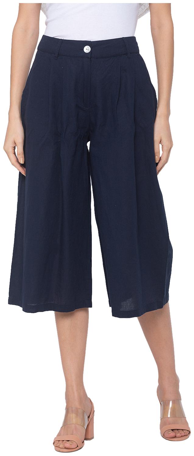 

Globus Women Cotton Solid Navy Blue Cullotes