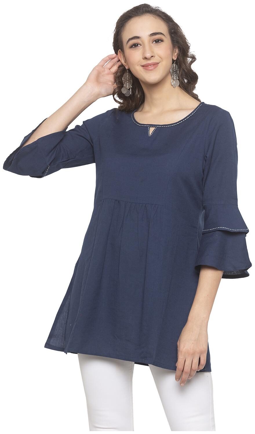 

Globus Women Navy Blue Solid Straight Kurti