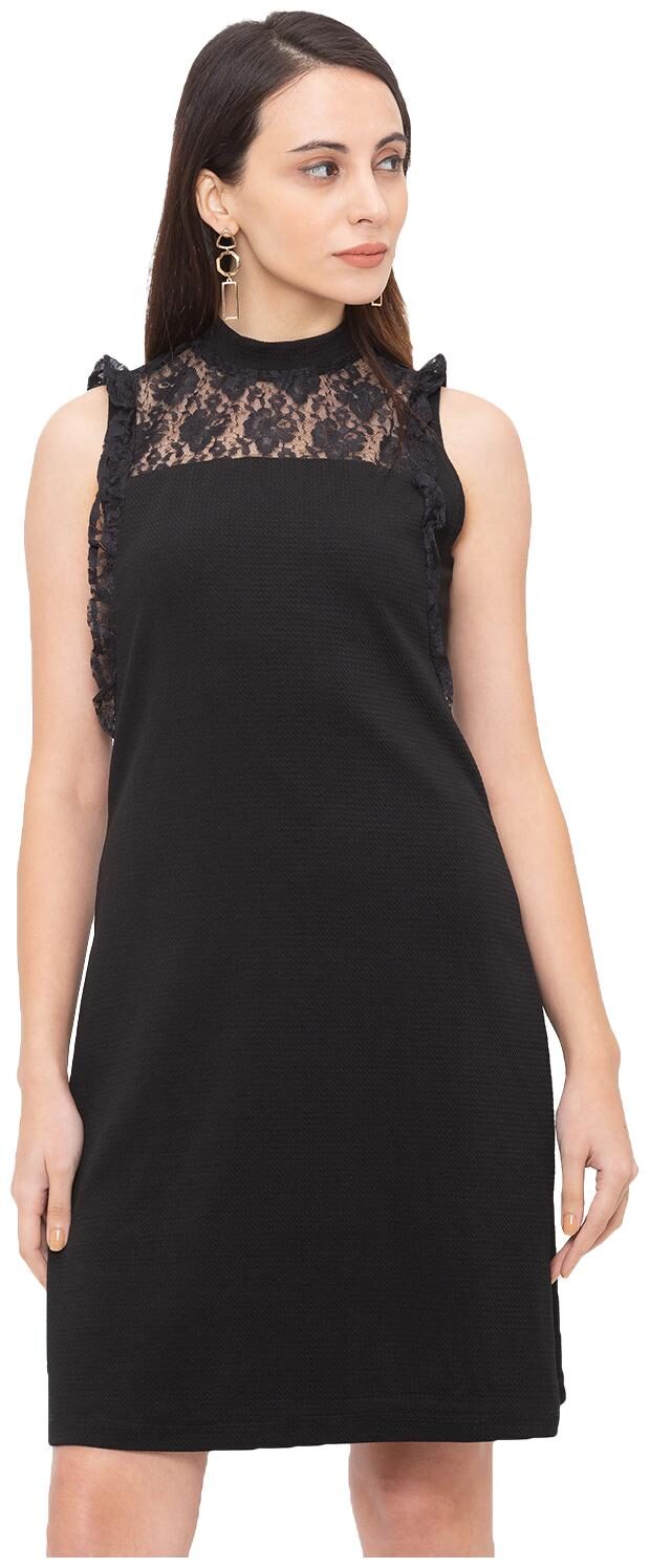 

Globus Women Polyester Solid A Line Dress Black