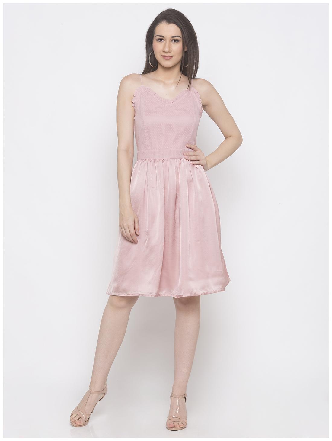 

Globus Peach Solid Fit flare dress