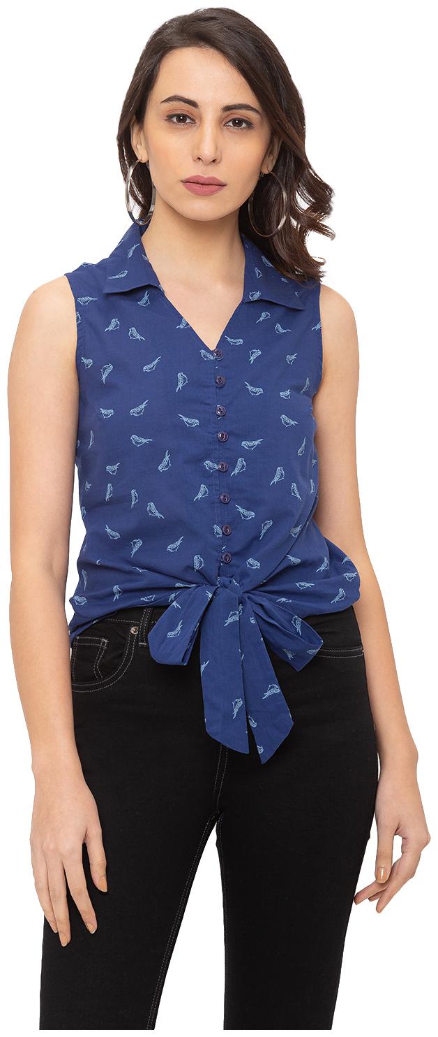 

Globus Women Blue Printed Regular Fit Shirt