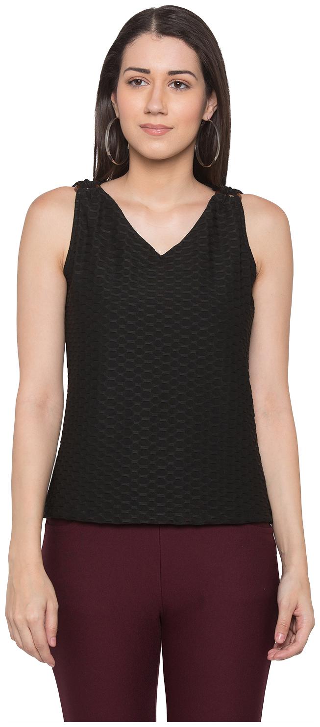 

Globus Women Self design Regular top - Black