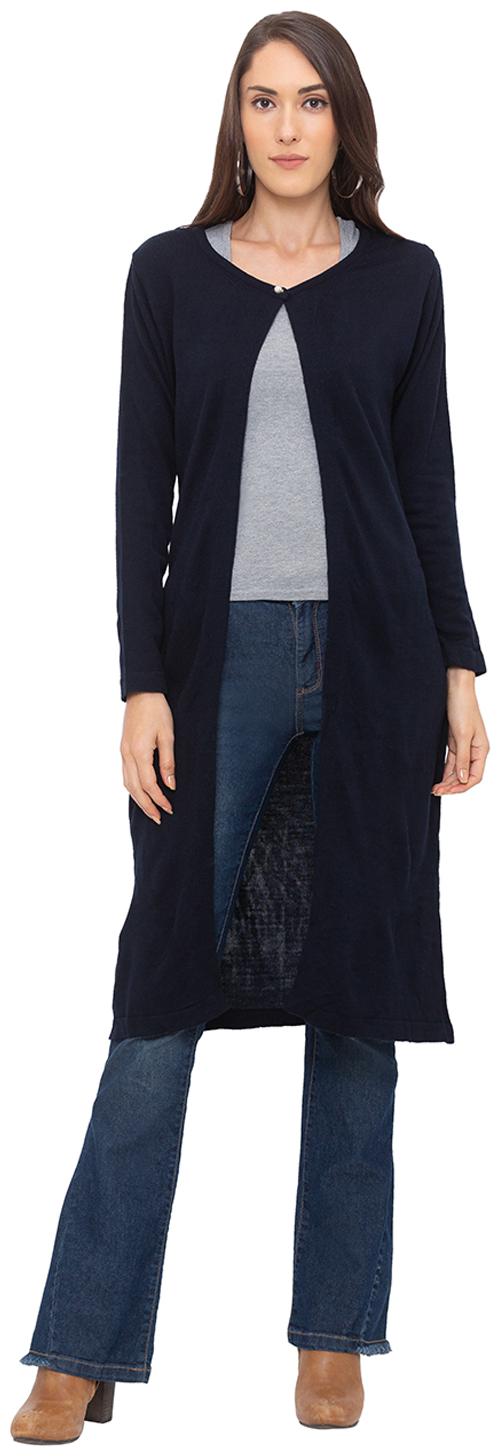 

Globus Women Wool Solid Shrug Navy Blue