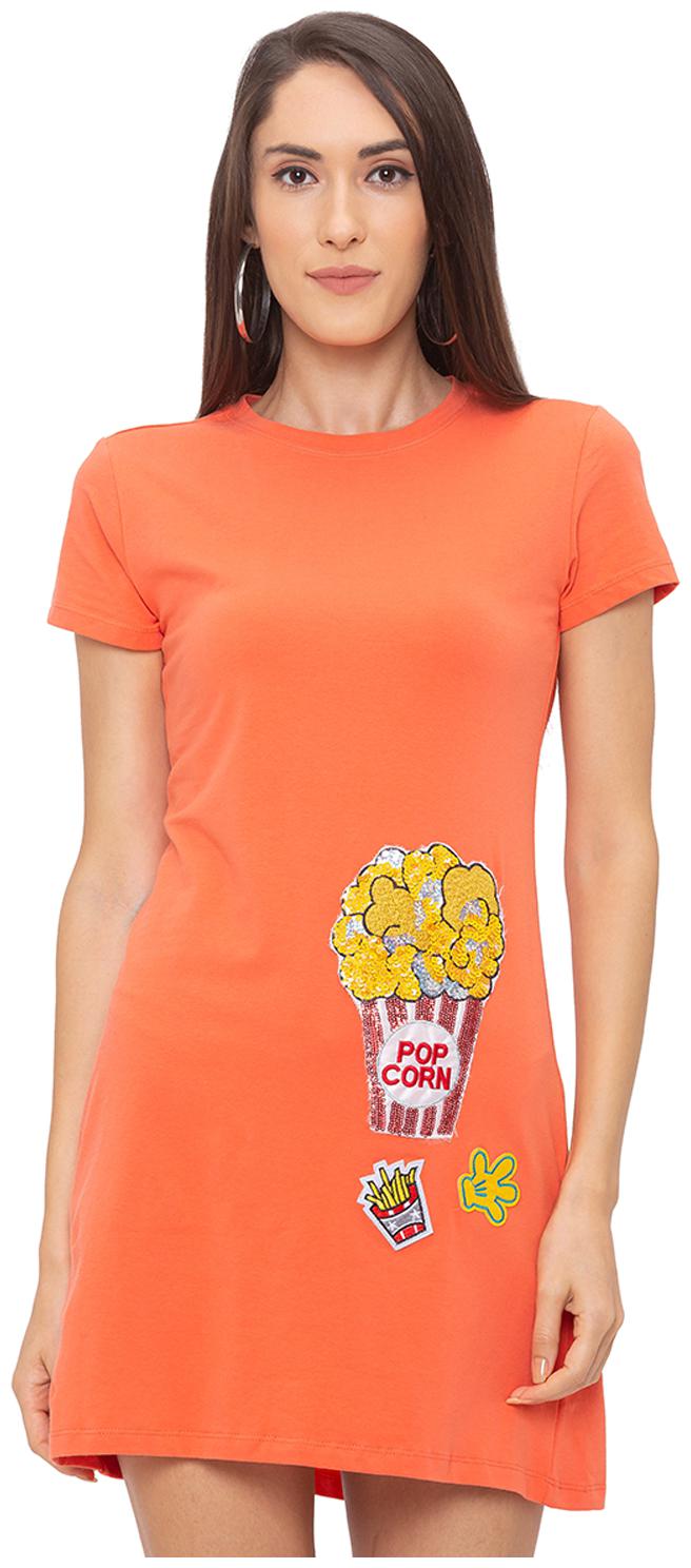 

Globus Orange Printed T shirt dress