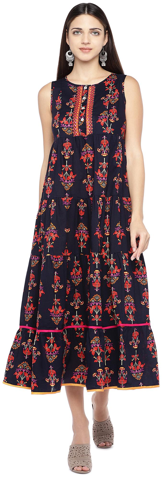 

Globus Women Cotton A Line Dress (Navy Blue)