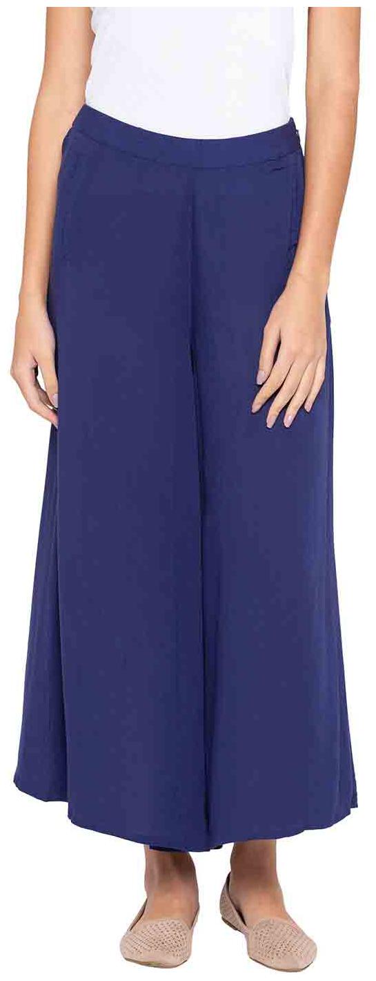 

Globus Blue Solid Flared Palazzo