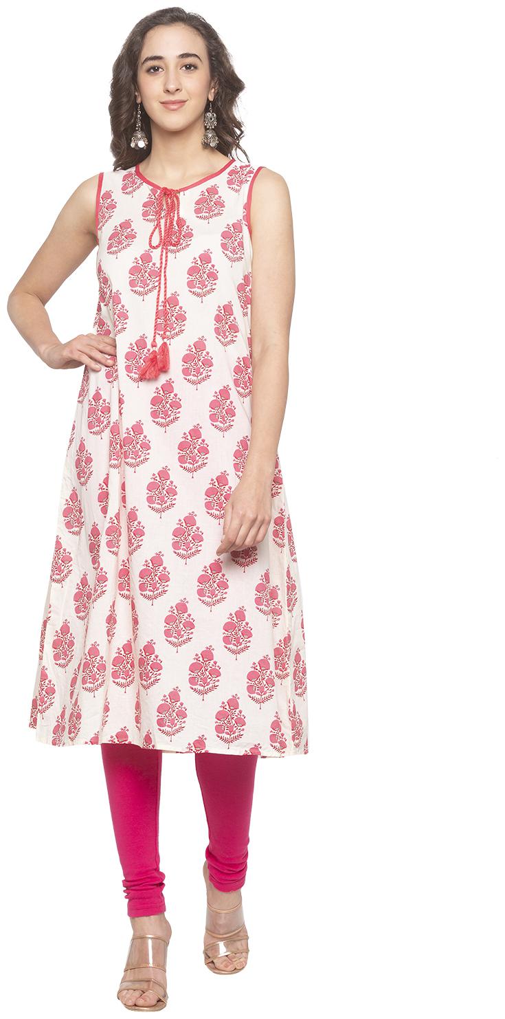 

Globus Women Cotton Floral White Kurta