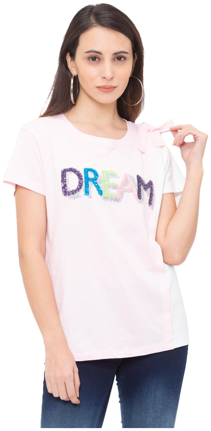 

Globus Women Pink Regular fit Round neck Cotton T shirt