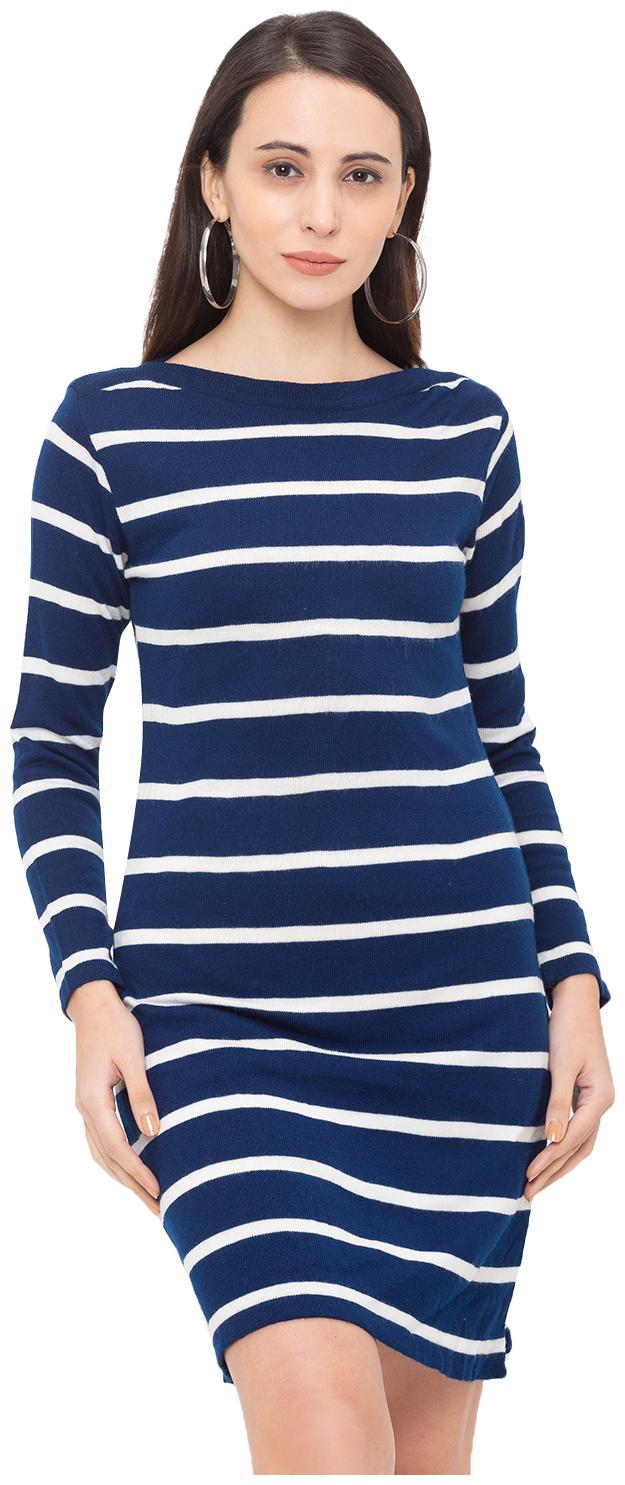 

Globus Women Cotton Striped T Shirt Dress Navy Blue