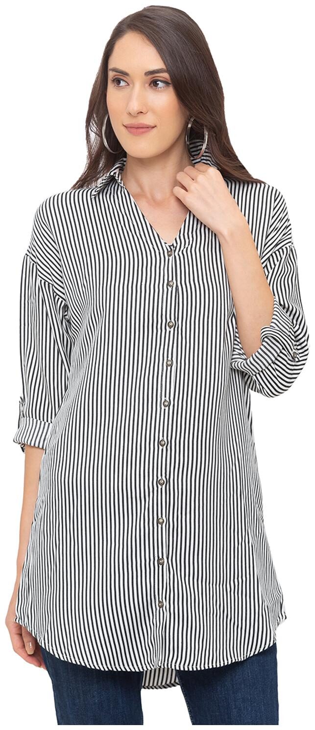 

Globus Black Striped Shirt dress