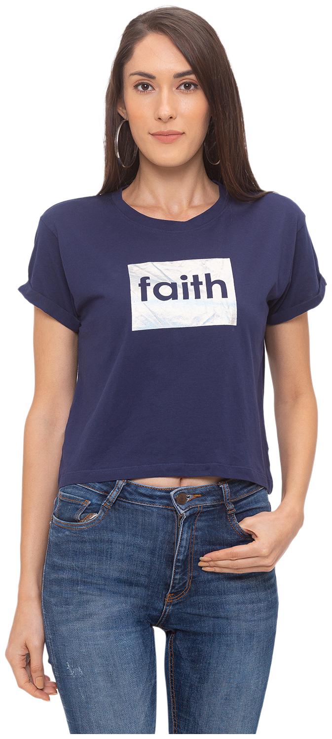 

Globus Women Cotton Printed T Shirt Navy Blue