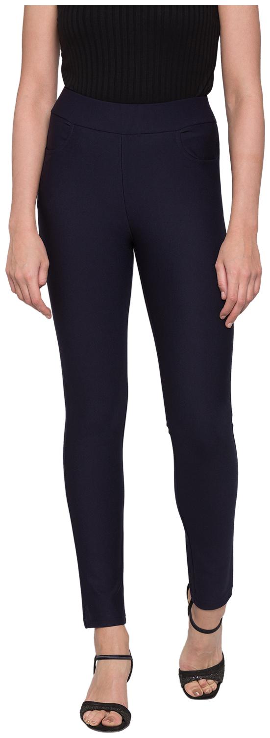 

Globus Women Cotton Solid Navy Blue Jegging