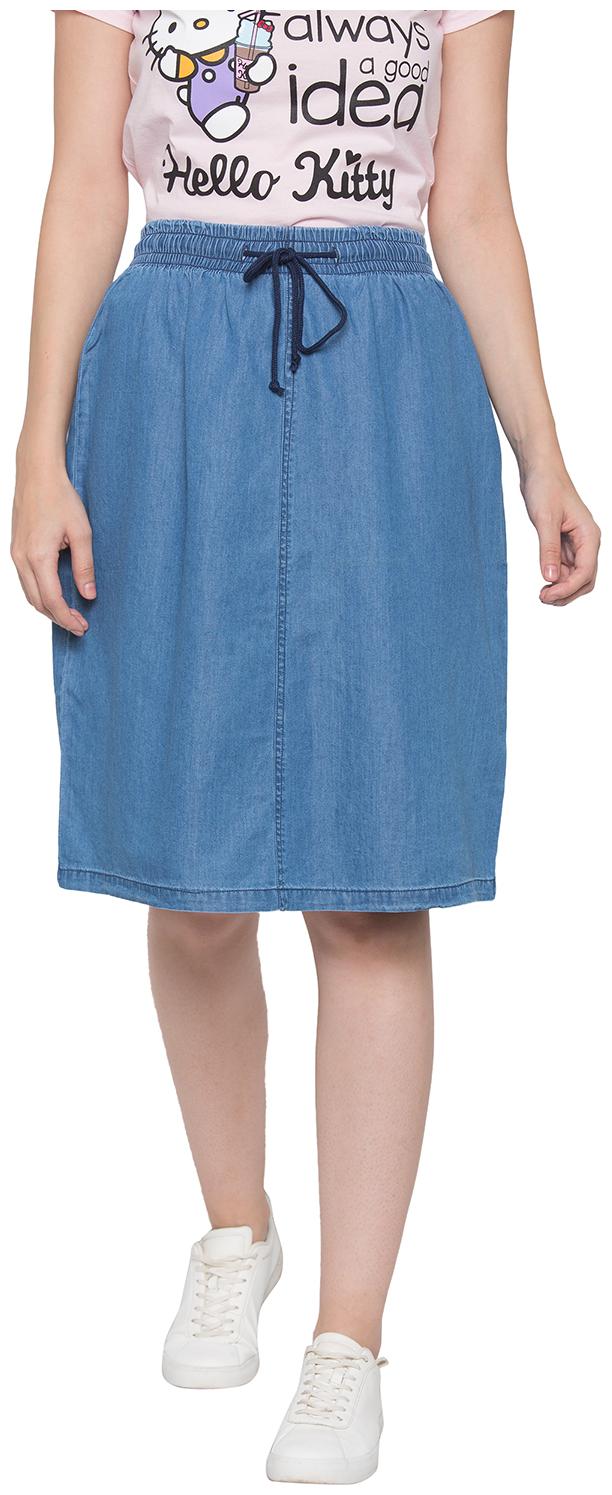 

Globus Solid A-line skirt Midi Skirt - Blue