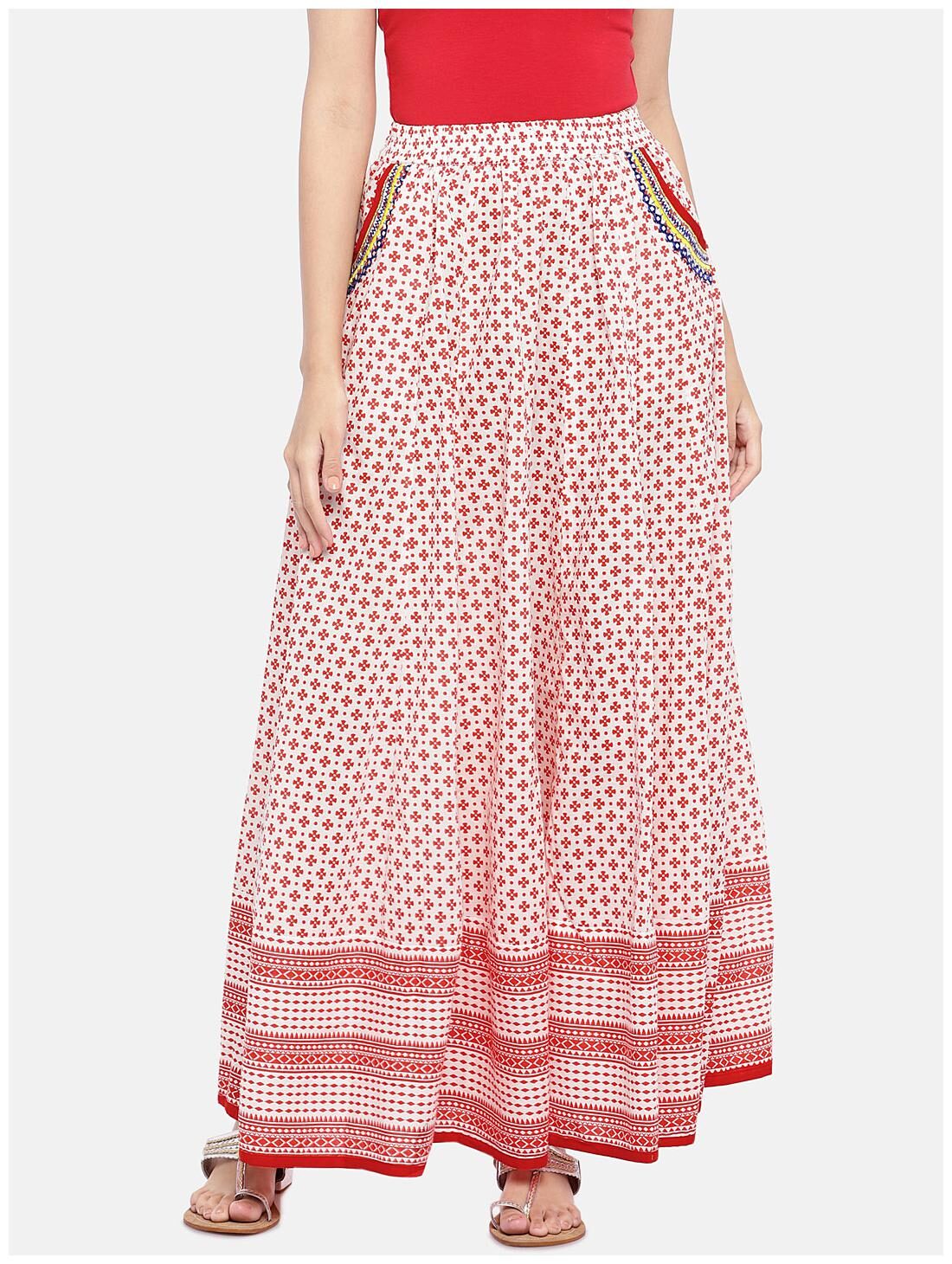 

Globus Printed A-line skirt Maxi Skirt - Red