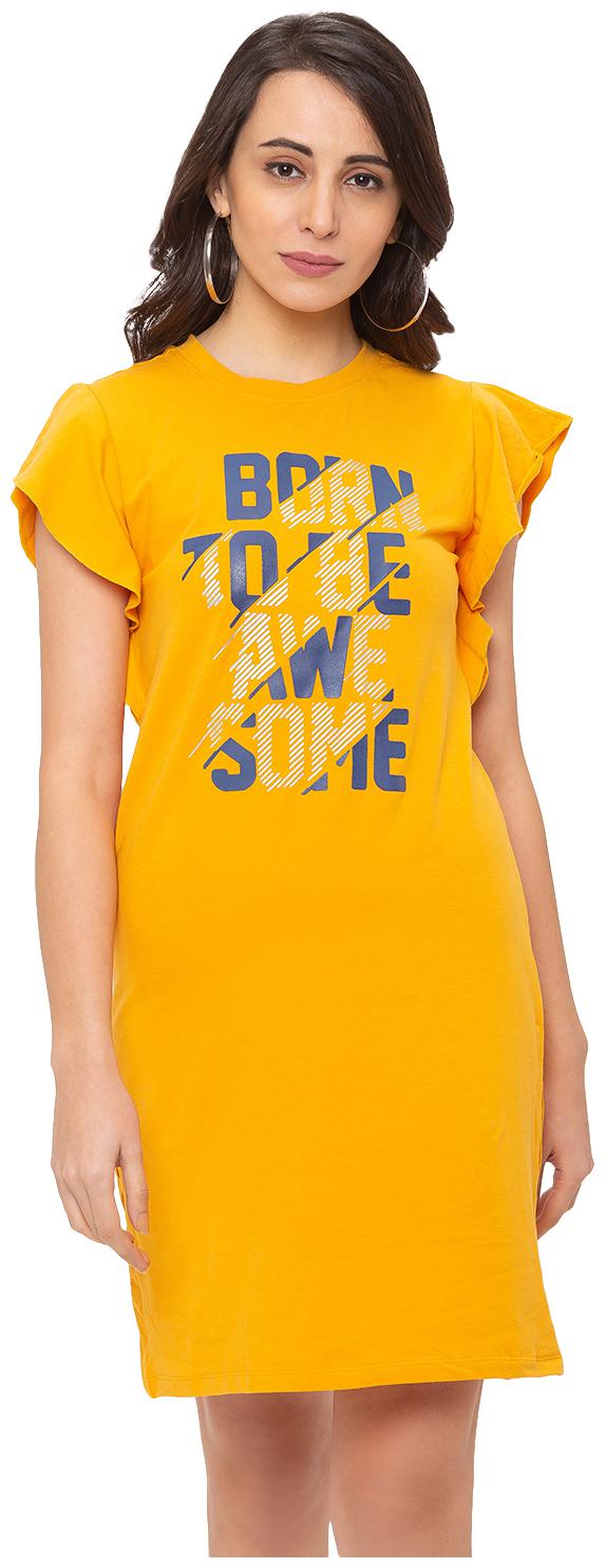 

Globus Yellow Printed T shirt dress
