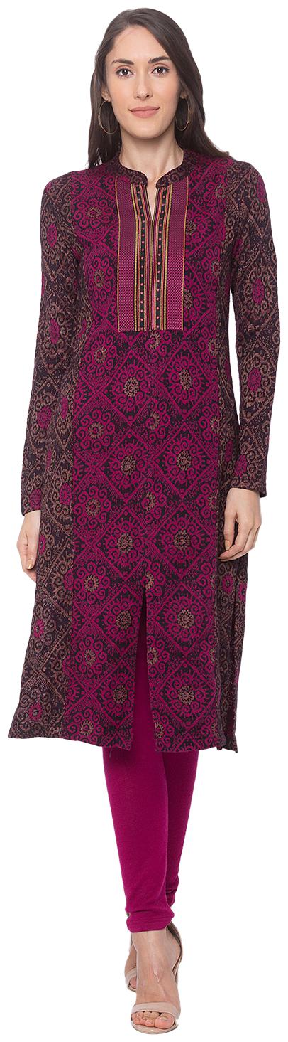 

Globus Women Purple Embroidered Straight Kurta