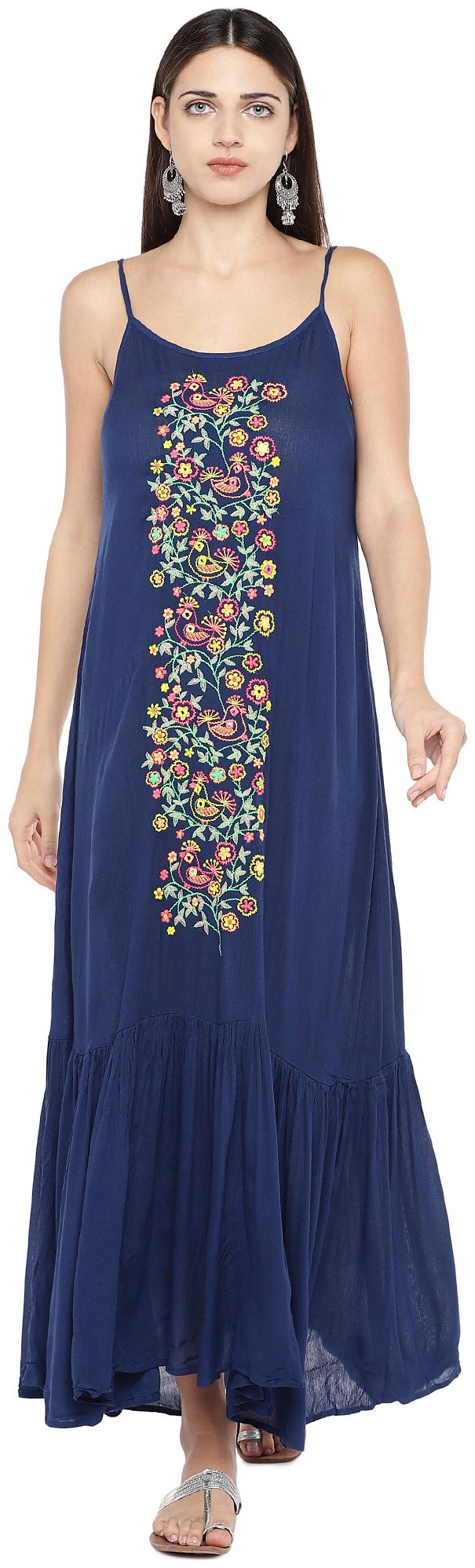 

Globus Women Viscose Rayon Maxi Dress (Navy Blue)