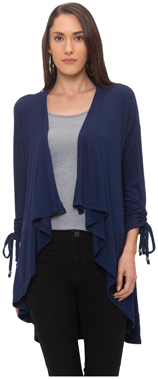 

Globus Women Cotton Solid Shrug Navy Blue