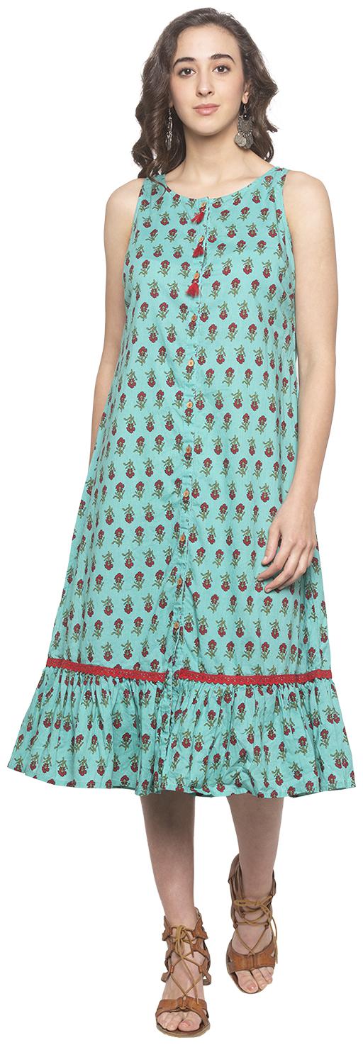 

Globus Green Floral Flared dress