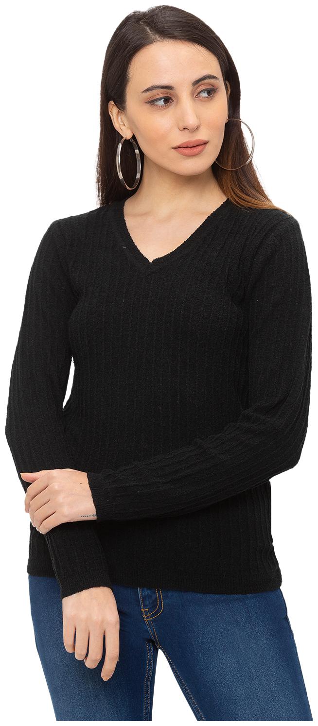 

Globus Women Black Regular fit V neck Cotton T shirt