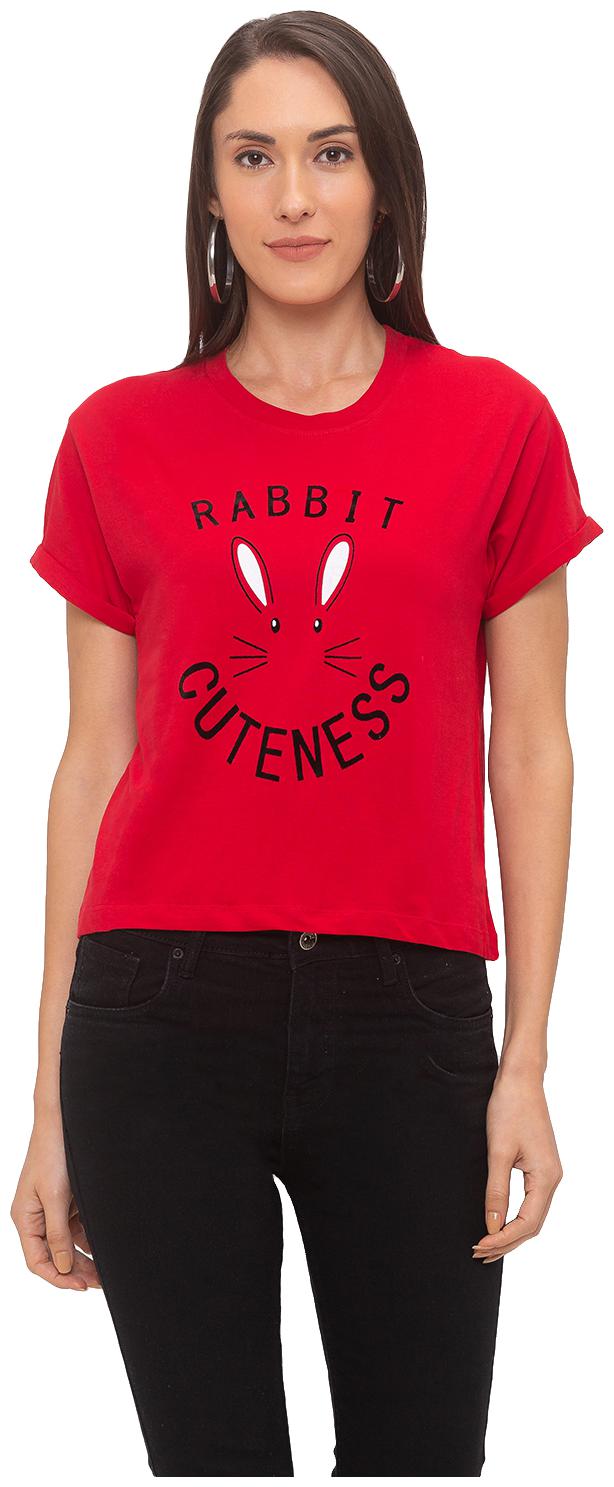 

Globus Women Red Regular fit Round neck Cotton T shirt