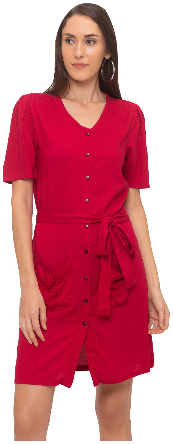 

Globus Red Solid T shirt dress