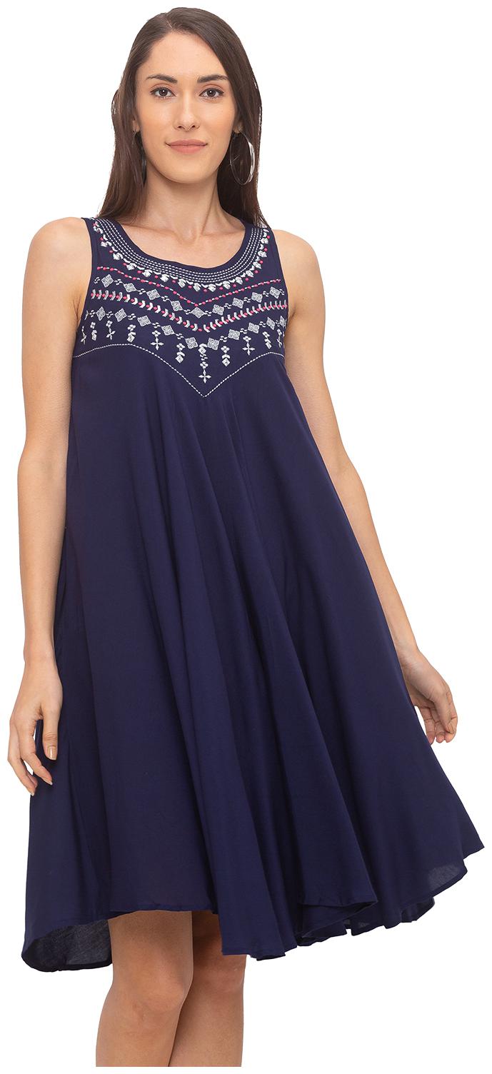 

Globus Blue Printed Fit flare dress