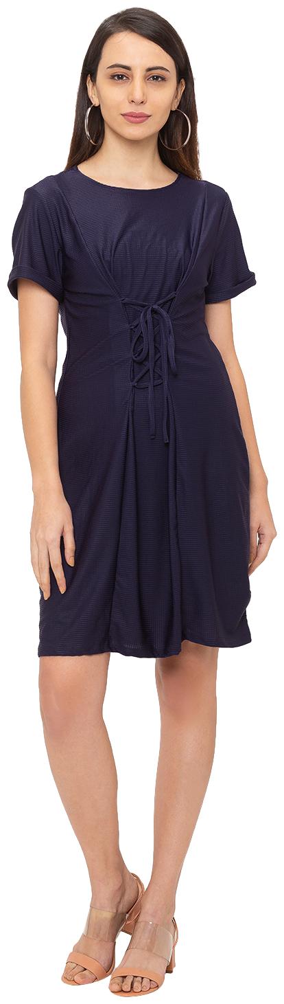 

Globus Women Polyester Solid Fit Flare Dress Navy Blue
