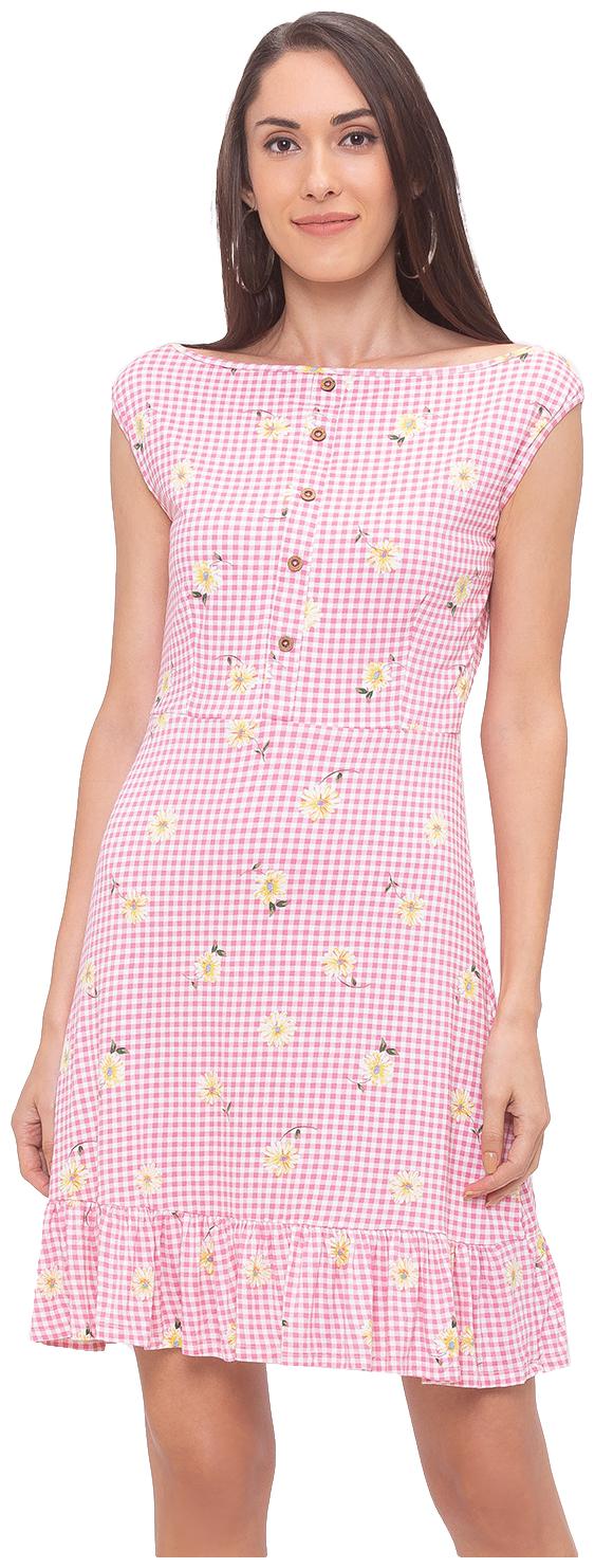

Globus Women Cotton Printed A Line Dress Pink