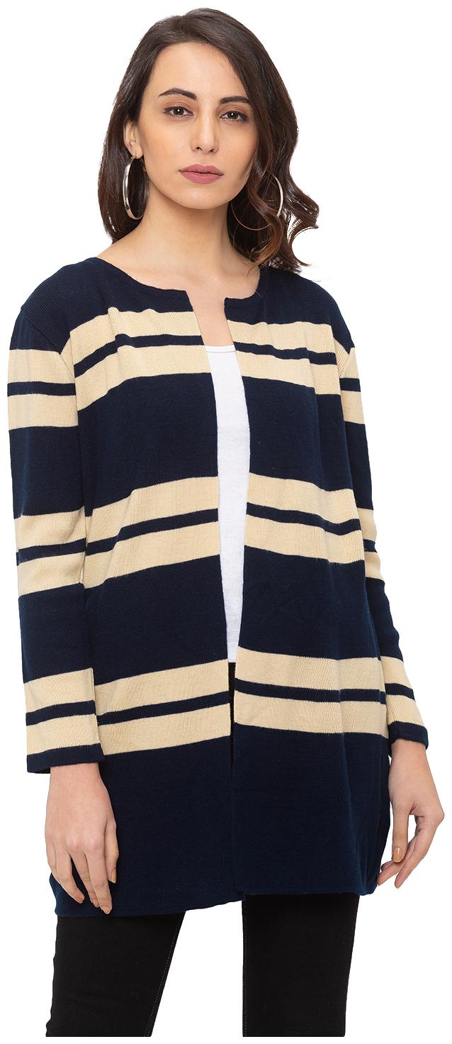 

Globus Women Wool Striped Shrug Navy Blue