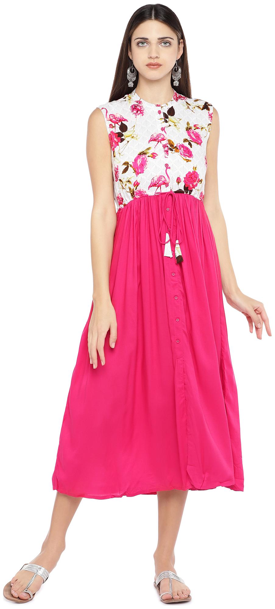 

Globus Pink White Floral Fit flare dress