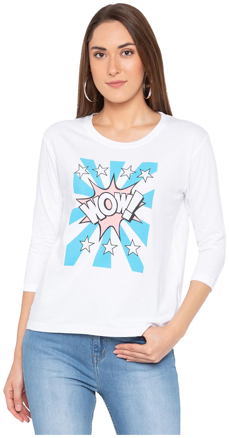 

Globus Women White Regular fit Round neck Cotton T shirt