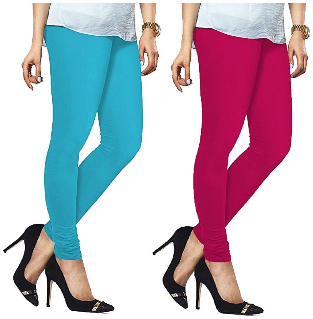 

Glus Leggings For Women Girls Color- TURQUOISE MAGENTA Size - Free ( Pack Of 2)