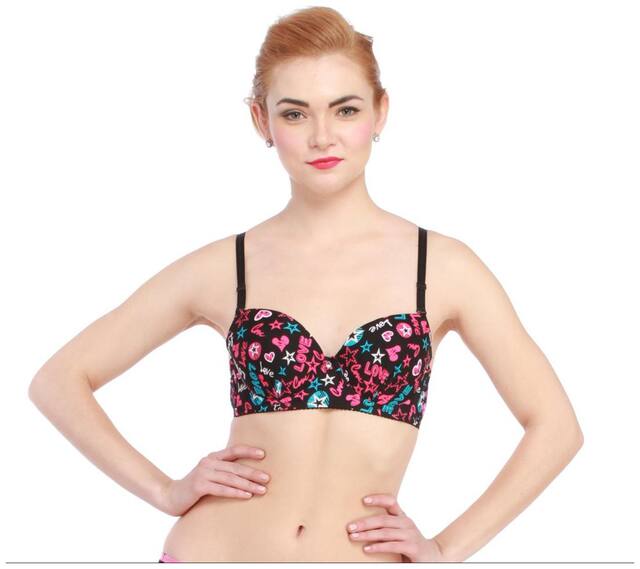 Glus Love U Lady Underwire Padded T-Shirt Bra, Color- Black