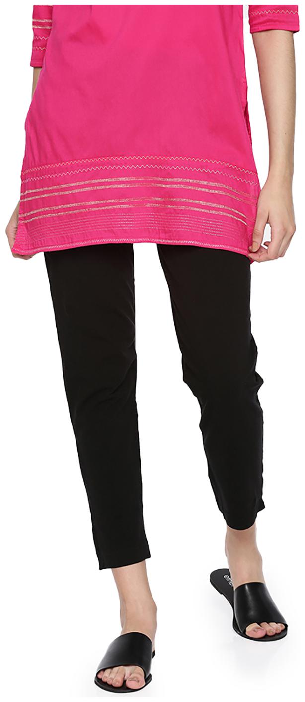 

GO COLORS Cotton Solid Black Tights For Women