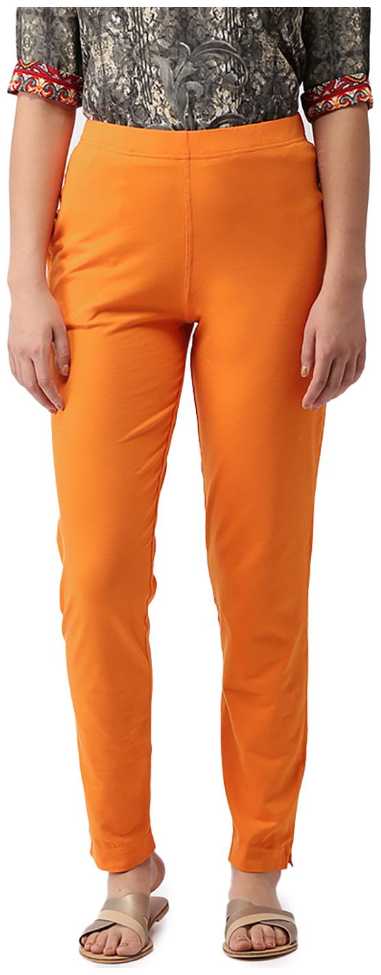

GO COLORS Cotton Solid Orange Tights For Women