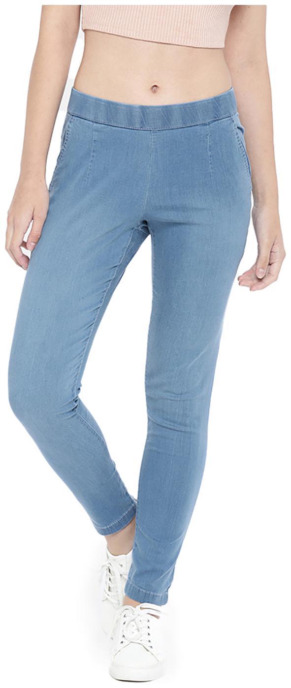 

GO COLORS Cotton Solid Blue Tights For Women