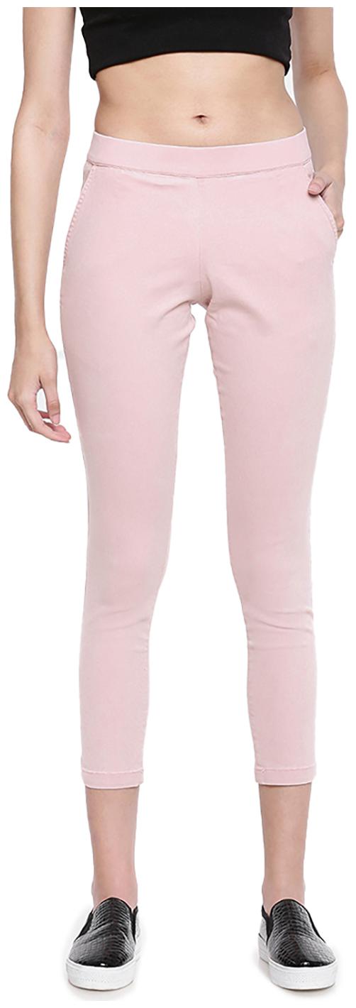 

GO COLORS Cotton Solid Pink Tights For Women