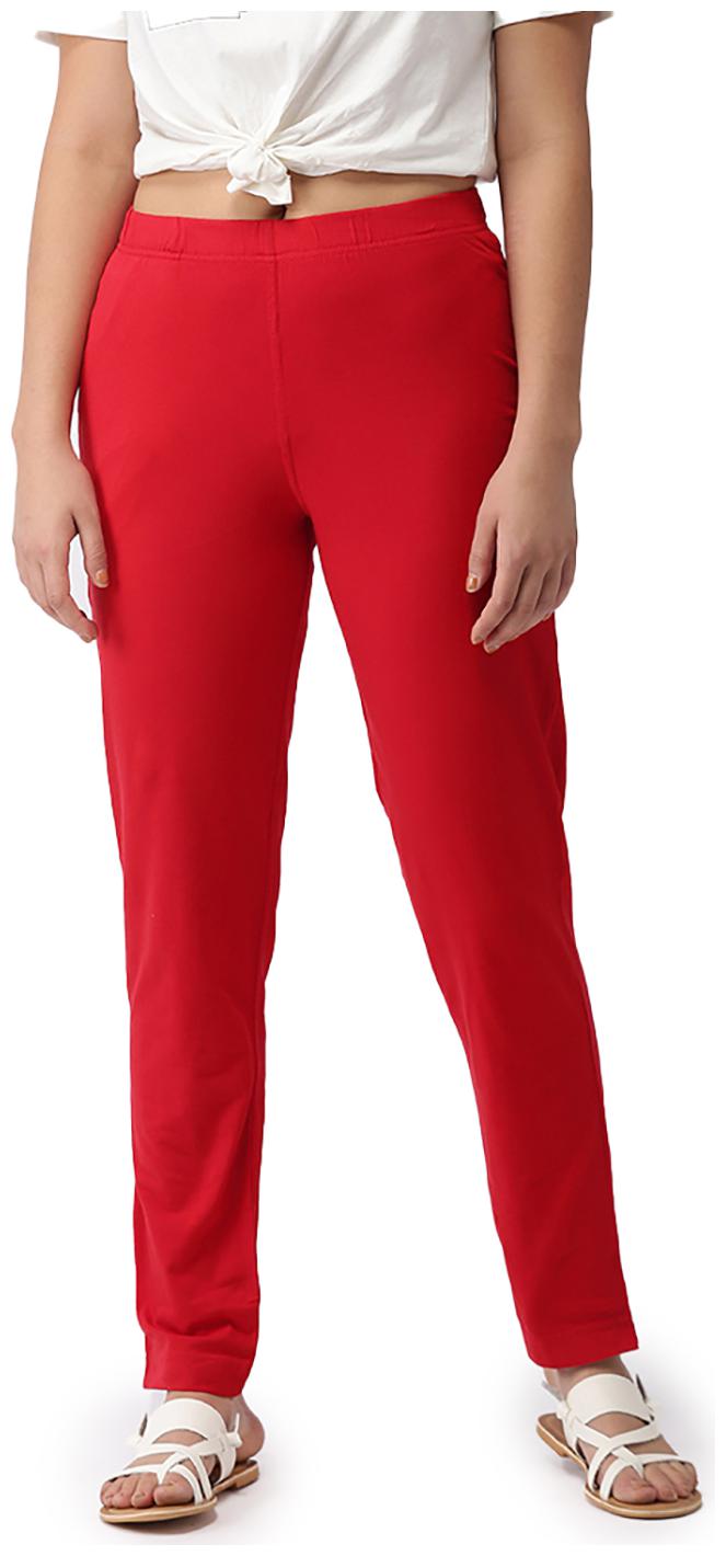 

GO COLORS Cotton Solid Red Tights For Women