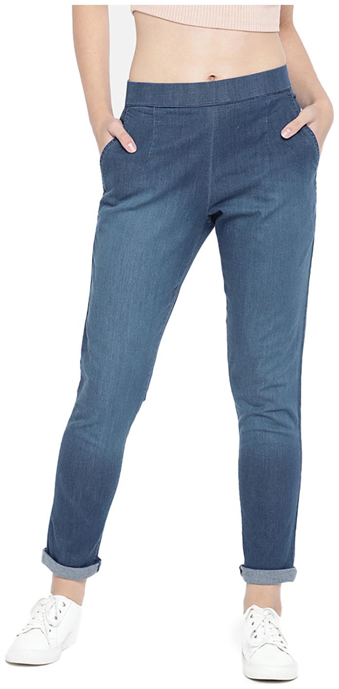 

GO COLORS Cotton Solid Blue Tights For Women