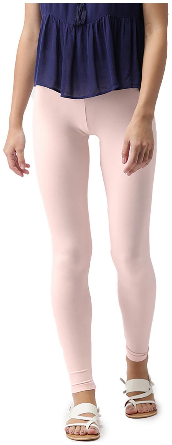 

GO COLORS Cotton Solid Pink Tights For Women