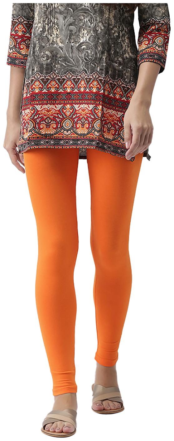 

GO COLORS Cotton Solid Orange Tights For Women