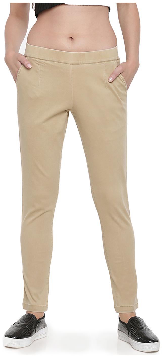 

GO COLORS Cotton Solid Beige Tights For Women