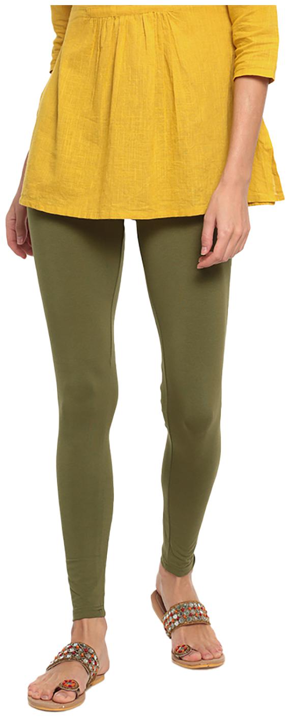 

GO COLORS Cotton Solid Green Tights For Women