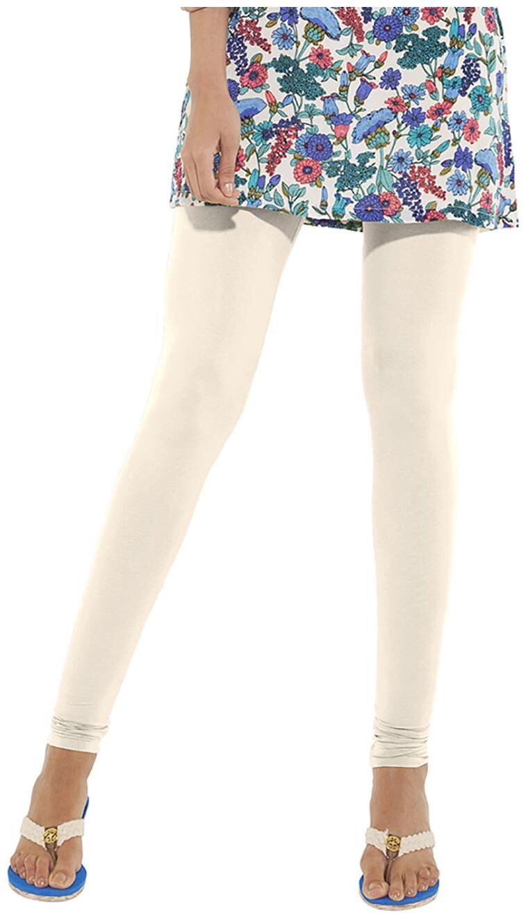 GO COLORS Cotton Blend Churidar - White