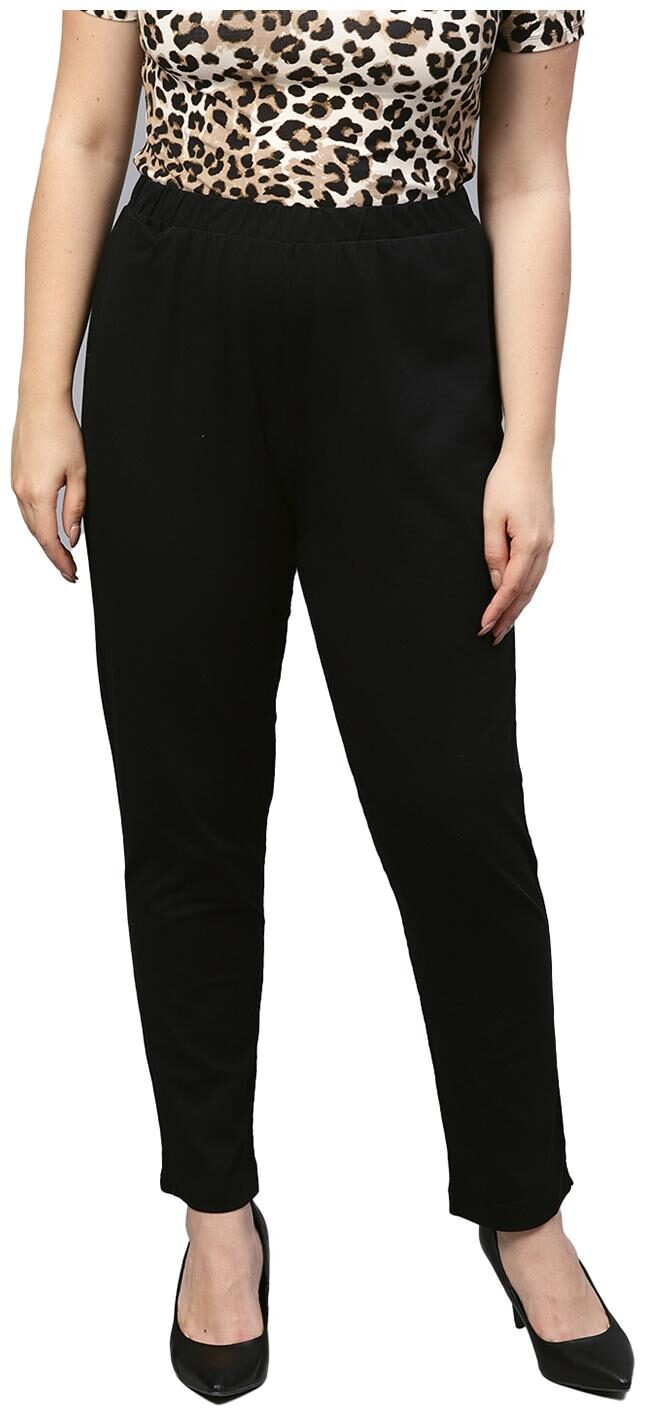 

GO COLORS Cotton Solid Black Tights For Women