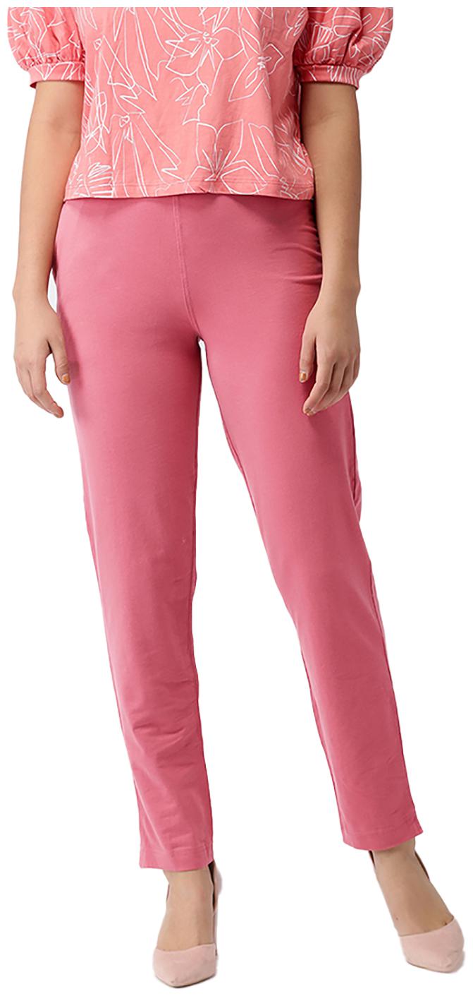 

GO COLORS Cotton Solid Pink Tights For Women