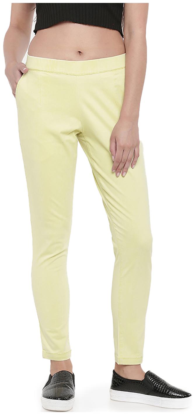 

GO COLORS Cotton Solid Yellow Tights For Women