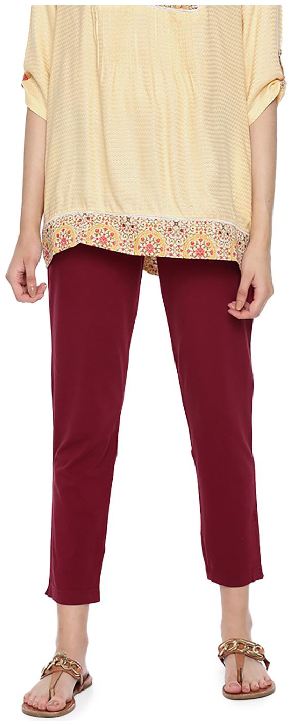 

GO COLORS Cotton Solid Maroon Tights For Women